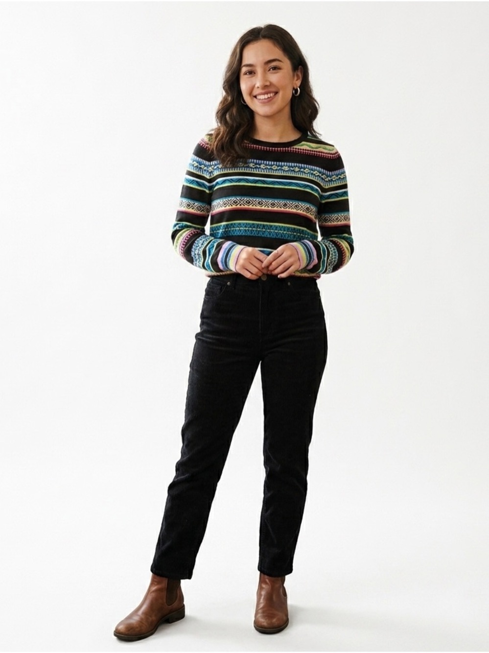 Elena Wong colorful Multi-Stripe 100% cotton Crewneck Sweater